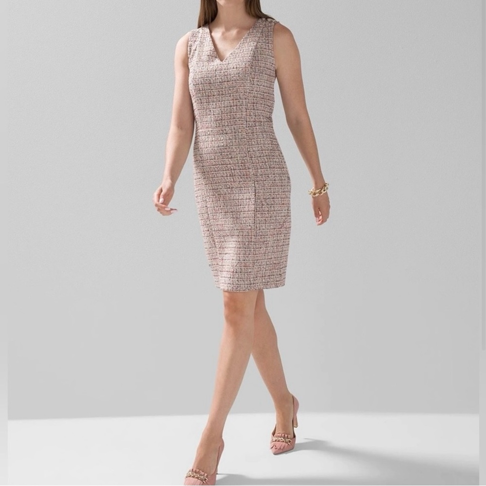 NWT WHITE HOUSE BLACK MARKET Womens Tweed Lined Sleeveless Sheath Dress 18
